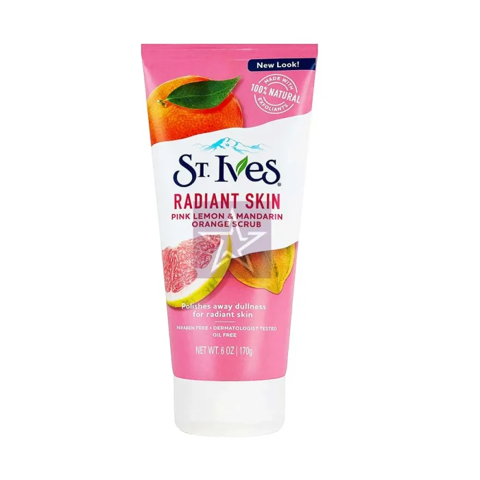 St. Ives Radiant Skin Pink Lemon & Mandarin Orange Scrub 170gm, SKU: 077043357644